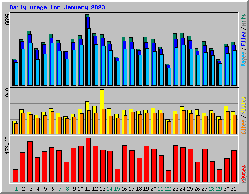 Daily usage for January 2023
