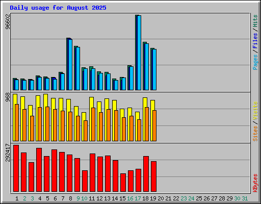 Daily usage for August 2025